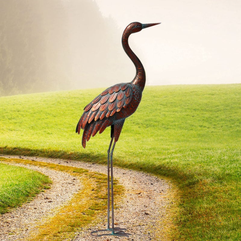 chisheen Outdoor Garden Crane Statues and Sculptures Metal Yard Art Statue for Garden Decoration Large Size - Image 1